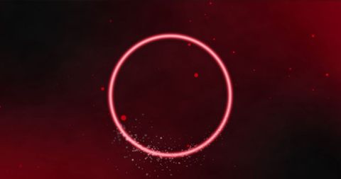 Glowing neon circle in futuristic digital space background
