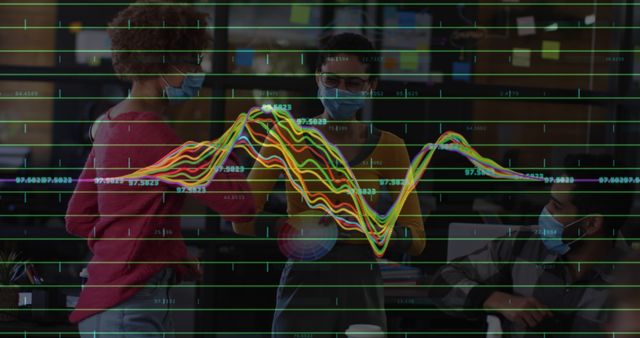 Masked Business Team Analyzing Data Charts in Modern Office Environment - Download Free Stock Images Pikwizard.com