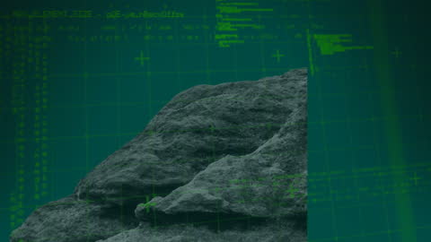 Digital Data Overlay on Rocky Surface Conceptual Technology Background