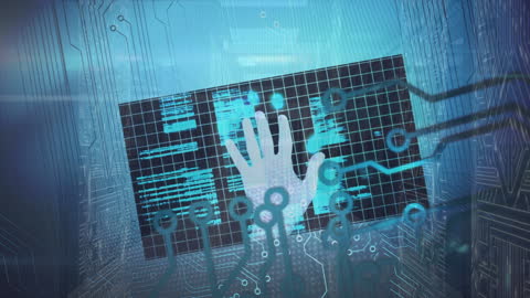 Digital Hand Overlapping Tech Interface with Biometric Data