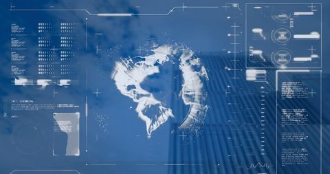 Global Data Processing Interface Against Urban Skyline - Download Free Stock Images Pikwizard.com