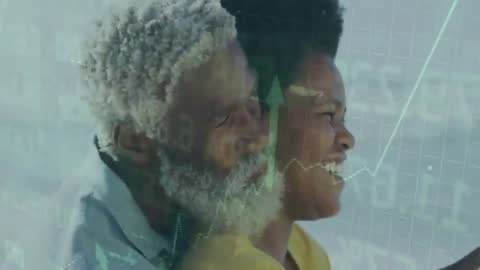 Successful Business Partnership with Financial Growth Visualization