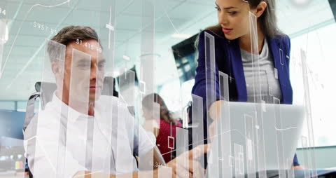 Business Team Analyzing Growth Data in Modern Office