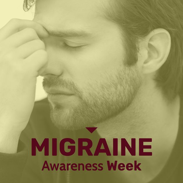 Man Holding Nose in Pain for Migraine Awareness Week - Download Free Stock Templates Pikwizard.com