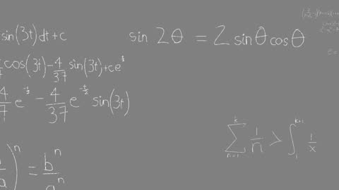 Animated Mathematical Equations on Grey Background