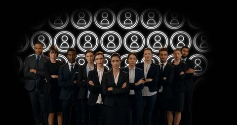 diverse business professionals with team network icons - Download Free Stock Images Pikwizard.com