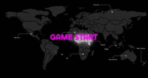 Retro-Inspired Digital Game Screen with World Map and Game Start - Download Free Stock Images Pikwizard.com