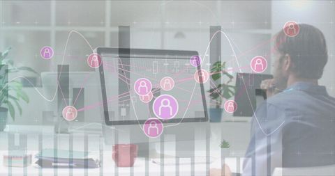 Businessman Analyzing Digital Data Network on Computer Screen - Download Free Stock Images Pikwizard.com