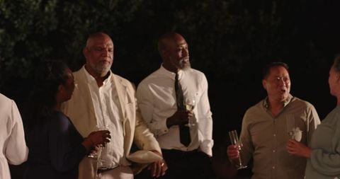 Group of Friends Celebrating with Casual Gatherings Outdoors