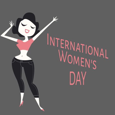 Joyful Cartoon Woman Celebrating International Women's Day - Download Free Stock Templates Pikwizard.com