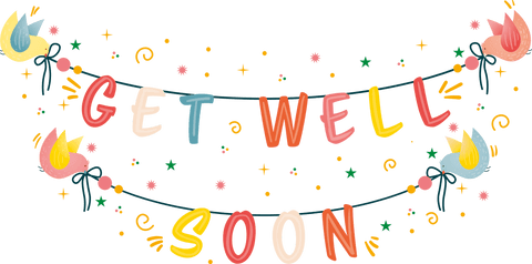 Colorful get well soon greeting on transparent background