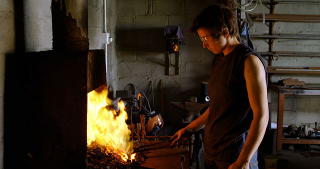 Smith Working in Forging Workshop with Open Fire - Download Free Stock Images Pikwizard.com