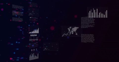 Digital Interface with Floating Data Panels and Charts Visualization