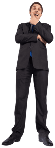 Joyful Businessman Smiling on Transparent Background Standing Confident