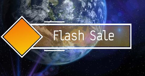 Flash Sale Banner Over Earth in Universe Backdrop