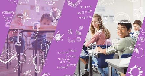 Diverse students learning in interactive classroom environment