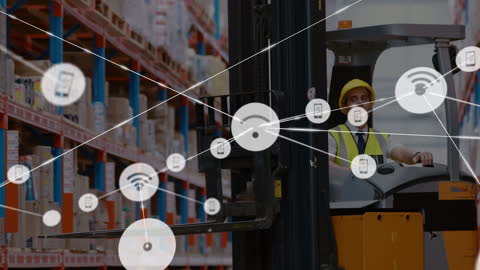 Network Connectivity in Modern Warehouse with Worker on Forklift