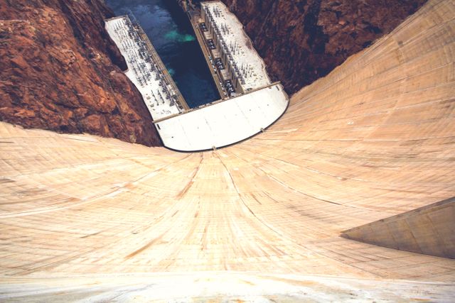 Aerial View of Hydroelectric Dam with Deep Canyon - Download Free Stock Images Pikwizard.com