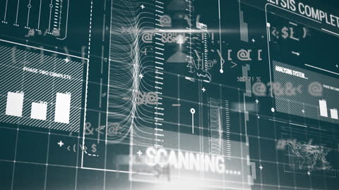 Abstract Digital Interface with Data Processing Visuals