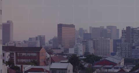 Modern Cityscape with Geometric Grid Overlay at Sunrise - Download Free Stock Images Pikwizard.com