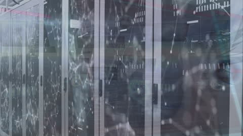 Abstract Digital Network Overlaid Server Room Visual