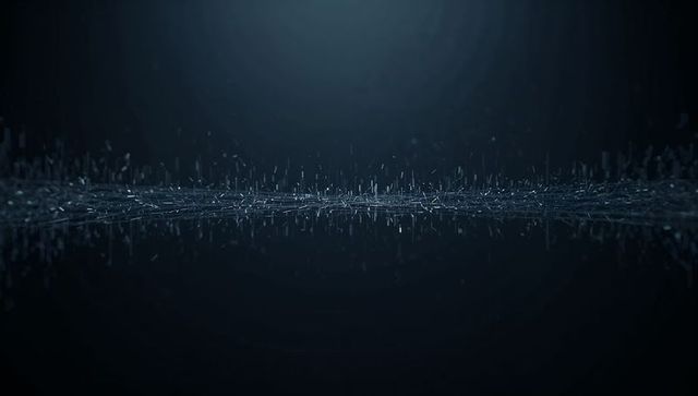 Futuristic Particles and Glowing Lines in Dark Space