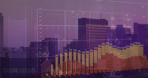 Financial Data Visualization Overlay on Cityscape - Download Free Stock Images Pikwizard.com