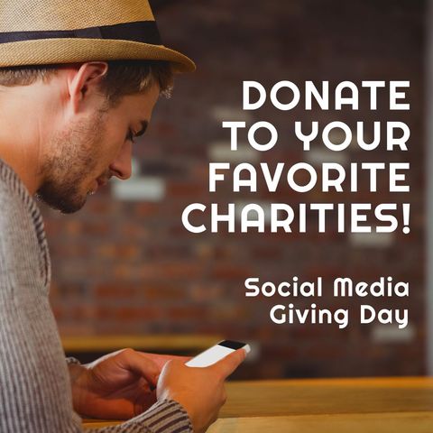 young man engaging in online charity for social media giving day - Download Free Stock Templates Pikwizard.com