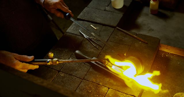 Close-Up of Blacksmith Working with Glowing Metal - Download Free Stock Images Pikwizard.com