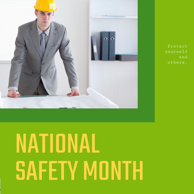 Engineer in Hardhat Promoting National Safety Month - Download Free Stock Templates Pikwizard.com