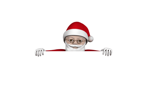 Transparent Santa Claus Peeking Illustration for Christmas Designs