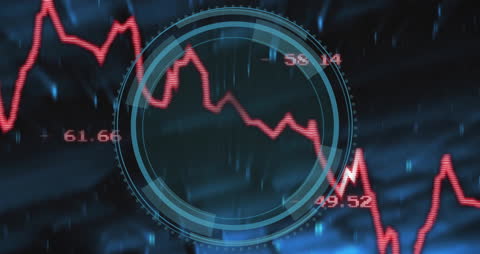 Dynamic Financial Graph in Futuristic Digital Background