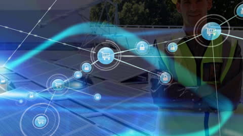 Engineer Overseeing Solar Technology and Global Connections