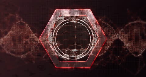 Futuristic Data Interface with Neon Hexagon