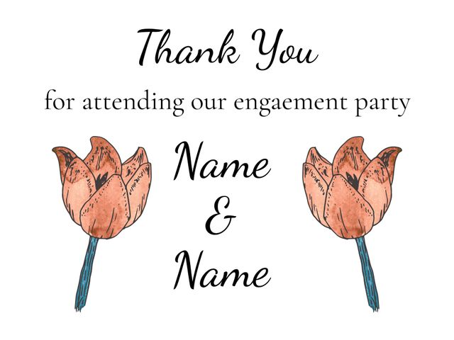 Elegant Tulip Design Engagement Thank You Card - Download Free Stock Templates Pikwizard.com