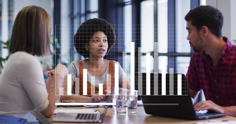 Collaborative Team Analyzing Data with Overlay Chart