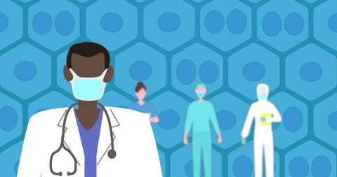 Medical Professionals Over Digital Concept Background