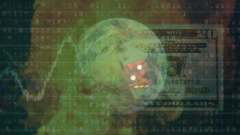 Global Finances Concept with Globe Dice and US Dollar Overlay