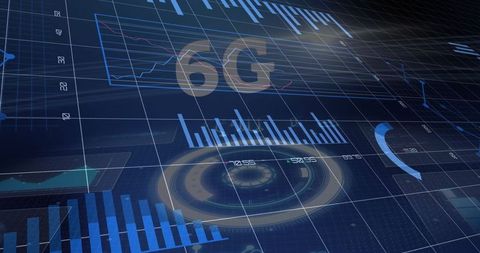 Futuristic 6G Dashboard Interface with Digital Analytics