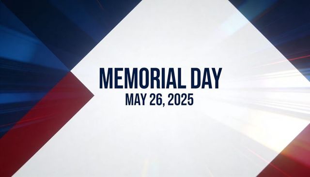 Memorial day broadcast card may 26 2025 patriotic geometric television graphic