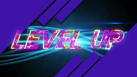Vibrant Level Up Animation with Neon Colors