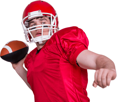 Transparent football player in action throwing pass