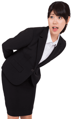 Surprised Asian Businesswoman in Formal Attire on Transparent Background