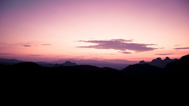 Spectacular Sunset Over Mountain Range with Purple Sky - Download Free Stock Photos Pikwizard.com