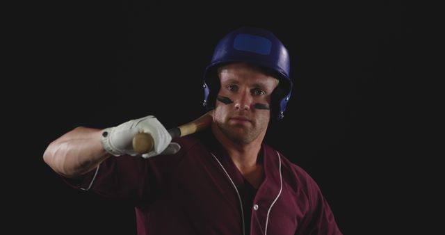 Confident Male Baseball Player Holding Bat in Batting Stance - Download Free Stock Images Pikwizard.com