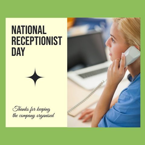 National Receptionist Day Tribute with Woman on Phone - Download Free Stock Templates Pikwizard.com