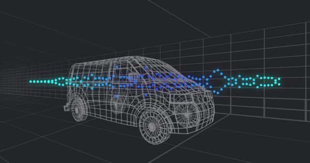 3D Wireframe Car Model Over Digital Grid Background - Download Free Stock Images Pikwizard.com