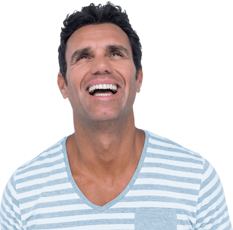 Cheerful Man Smiling Upward on Transparent Background - Download Free Stock Videos Pikwizard.com