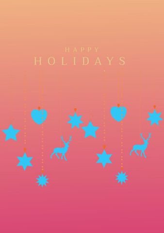 Festive holiday ornaments with seasonal greeting