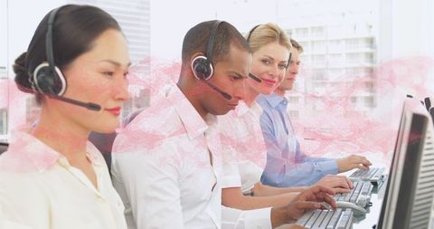 Customer Support Team with DNA Overlay - Download Free Stock Images Pikwizard.com